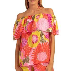 Trina Turk 'Agua Caliente' Off-The-Shoulder Floral-Print Silk Top, Multicolor